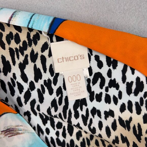 Chicos Dress Womens 000 Orange Floral Leopard Reversible Coastal Resort Vacation - Picture 12 of 13